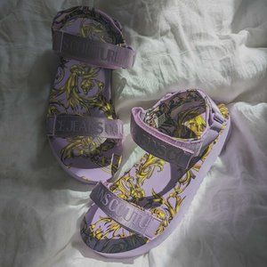 VERSACE Purple Garland Logo Sandals size 10 ; BNWT